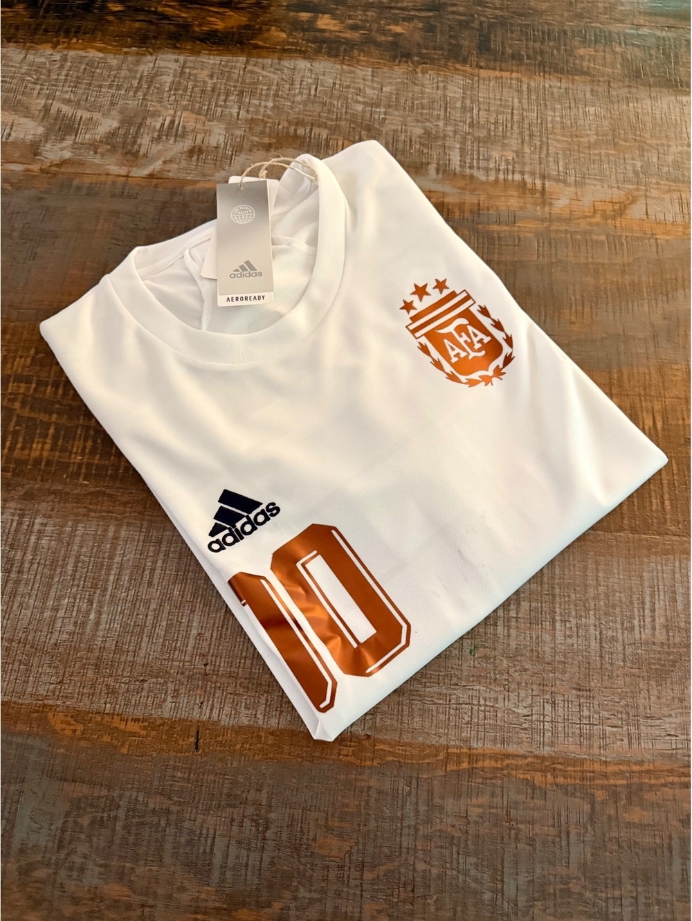 Messi Argentina Adidas White and Copper details 2XL